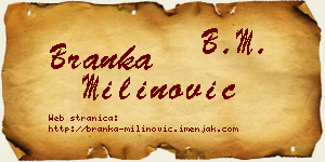 Branka Milinović vizit kartica